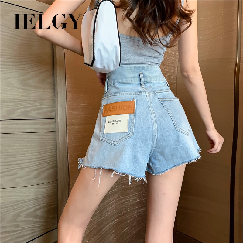 IELGY Quần short jeans rách năng động thời trang cho nữ
