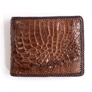 Ví Nam Da Cá Sấu Cao Cấp Đan Viền KN CS1-VI08 + Tặng kèm móc khóa da cá sấu, hộp và túi giấy màu ngẫu nhiên đựng quà