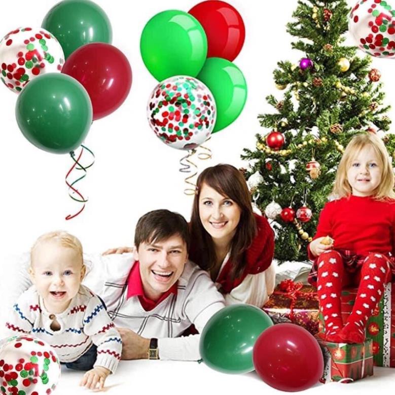Bóng Giáng Sinh kèm Bóng chữ MERRY CHRISTMAS Kèm Bóng Tặng Bơm Keo