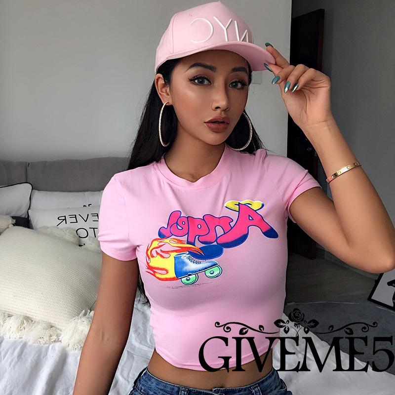 Áo thun lửng ngắn tay thời trang mùa hè dành cho nữ