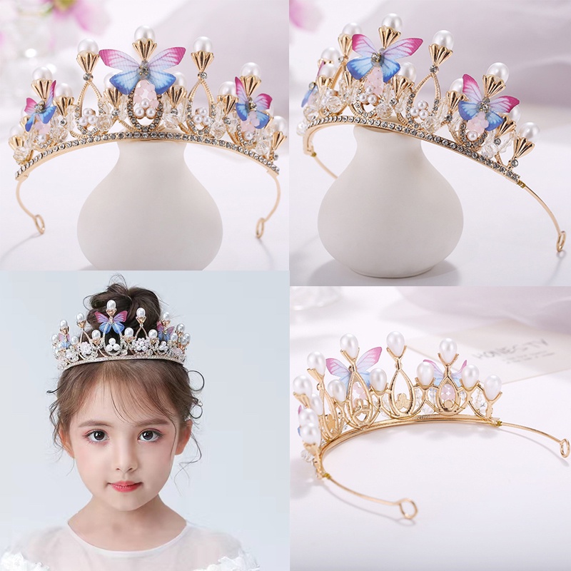 Vương Miện Công Chúa Đính Ngọc Trai Thời Trang Sang Trọng Cho Bé Gái