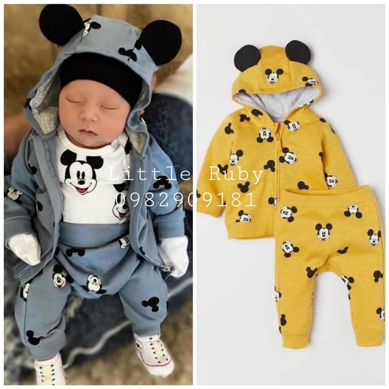 Set Bộ khoác nỉ Mickey HM cho bé trai bé gái toàn mẫu đẹp quá ah, chất nỉ da cá mềm