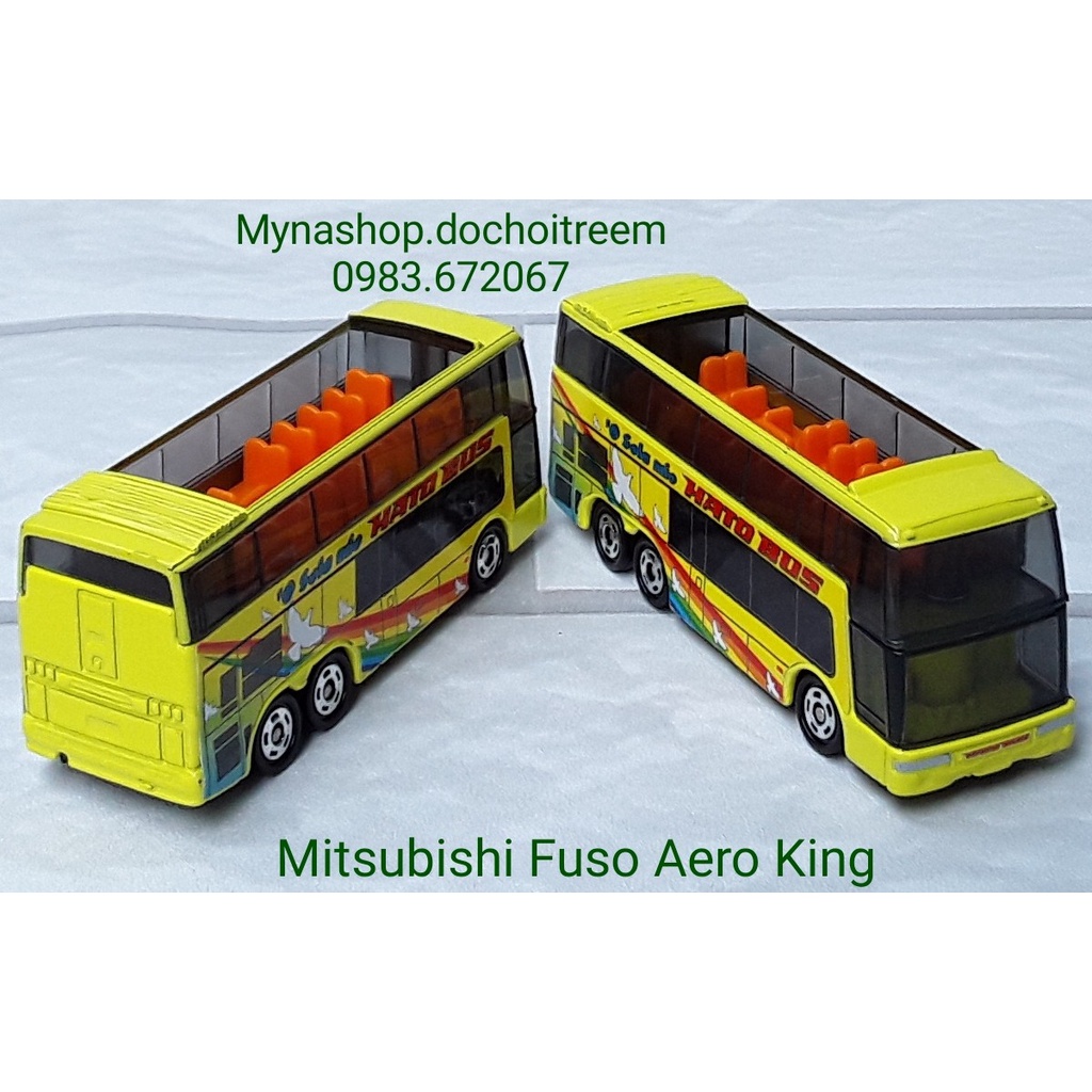 Đồ chơi mô hình tĩnh xe tomica không hộp, Mitsubishi Fuso Aero King, Hato Bus