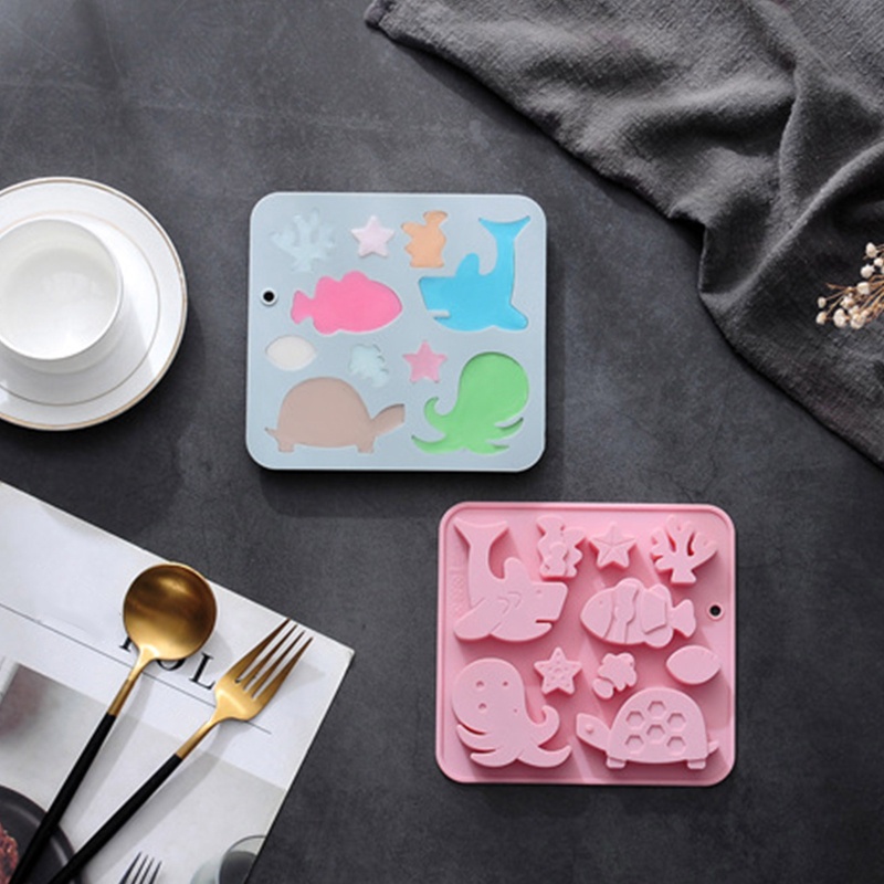 Aoto Khuôn 10 Ngăn Làm Bánh / Xà Phòng / Sô Cô La Hình Sinh Vật Biển DIY