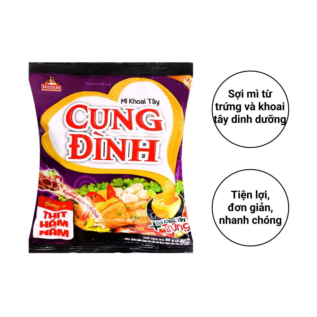 Thùng 30 gói mì khoai tây Cung Đình 80g