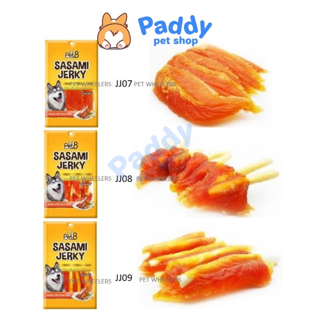 Gà Sấy Pet8 Sasami Jerky Snack Cho Chó - Túi nhỏ 50g (Nhập khẩu Thái Lan)