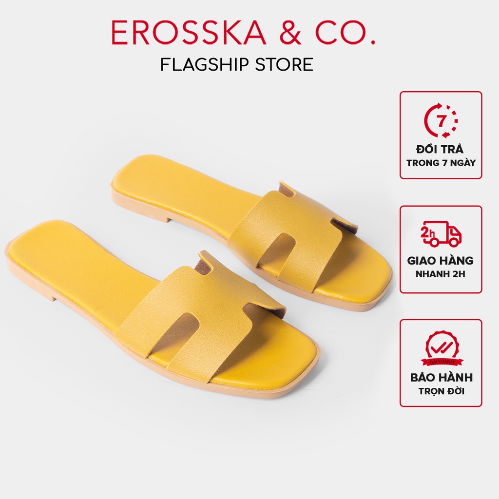 Dép đi biển thời trang Erosska 2021 quai chữ H màu vàng - thumbnail