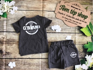 Set bộ bé trai qccc ghi xám