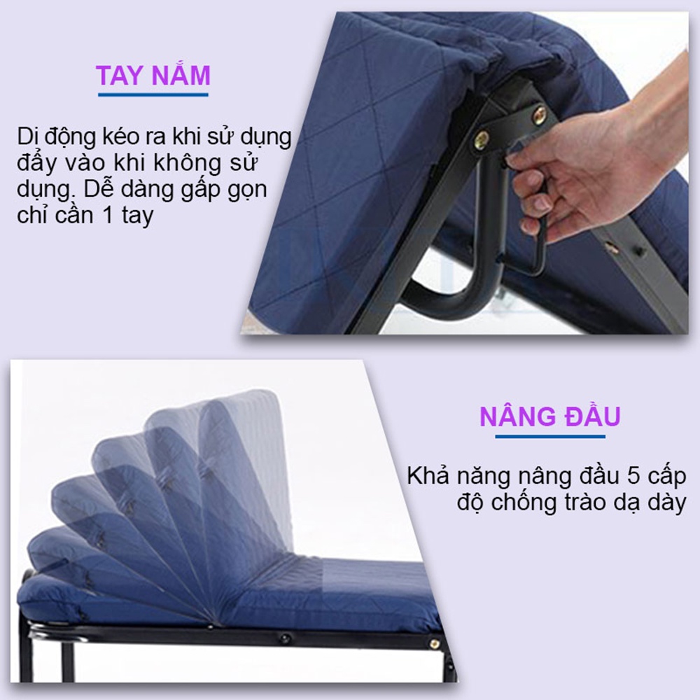 Giường gấp ba NIKITA, Gấp gọn tiện lợi, có bánh xe di chuyển - Bảo hành chính hãng NIKITA 12T