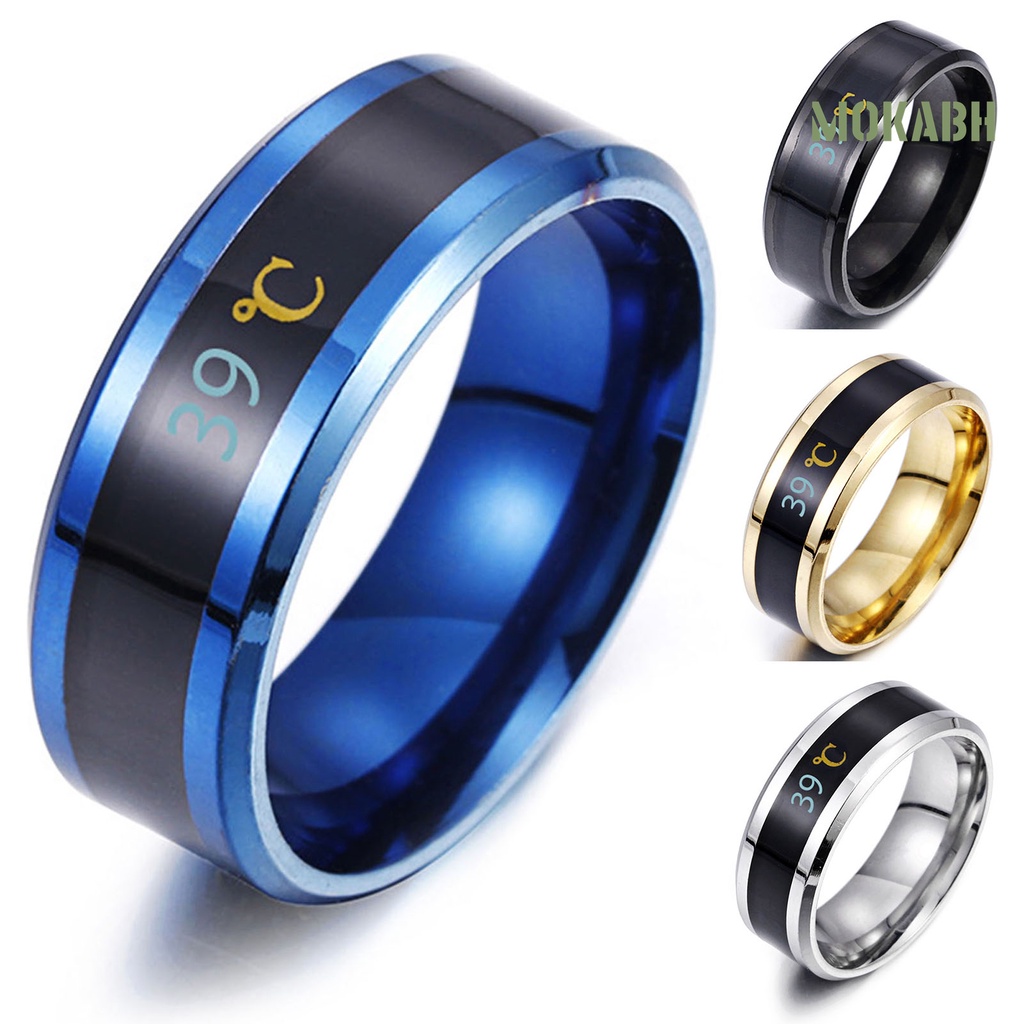 Nhẫn Thép Không Gỉ Hiển Thị Nhiệt Độ Thời Trang Unisex