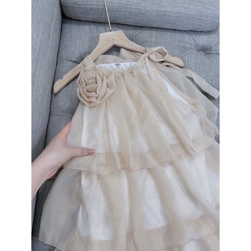 🍂 VÁY YẾM BÈO TẦNG CỔ ĐÍNH HOA TRÀ 🌼( Váy2 lớp, có video, ảnh thật) | BigBuy360 - bigbuy360.vn