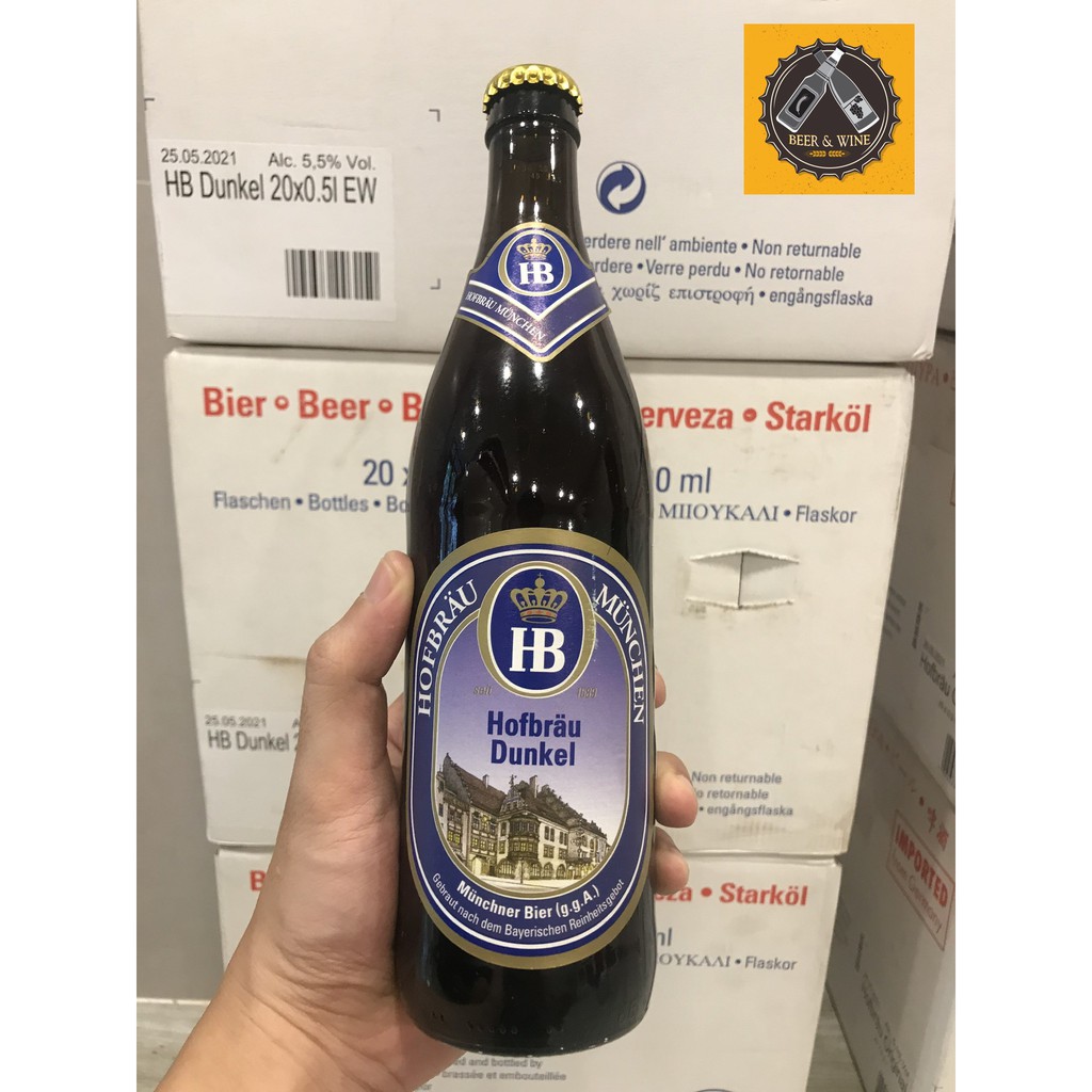 [MUA TẠI ĐÀ NẴNG - FREE SHIP] Bia Hofbräu Dunkel 5,5% – Chai 500ml – Thùng 20 chai