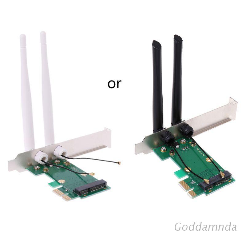 Bộ chuyển đổi thẻ Wifi Mini Pci-E sang Pci-E với 2 Anten bên ngoài cho máy tính