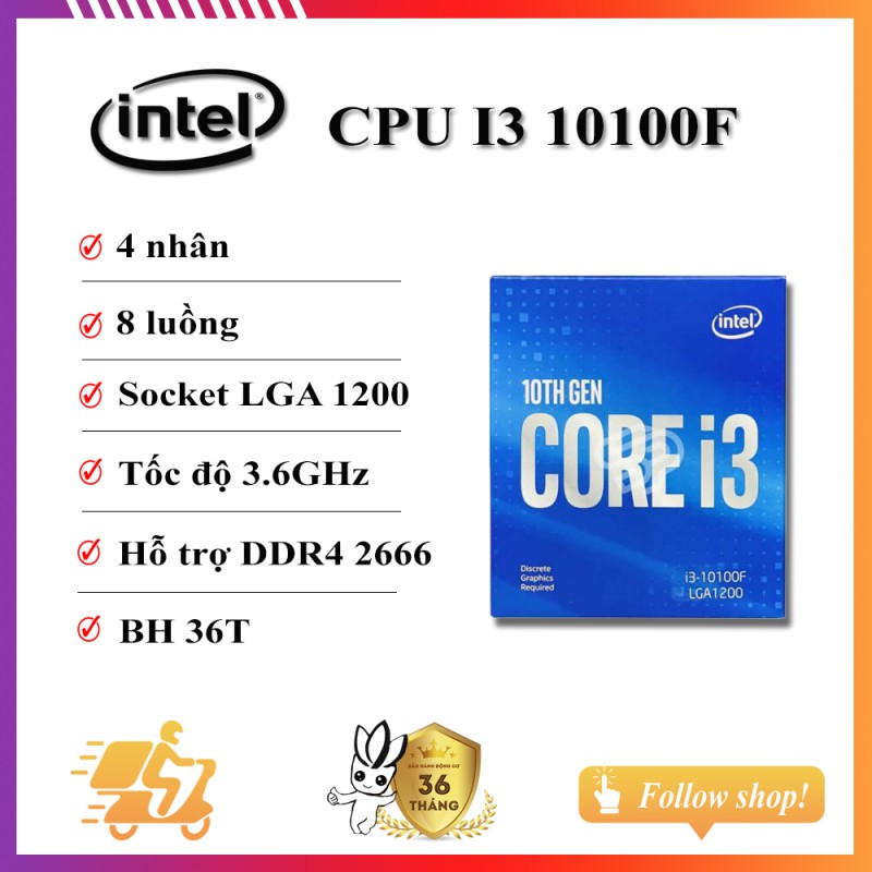 Intel Core i3 10100F / 6MB / 4.3GHZ / 4 nhân 8 luồng / LGA 1200. | BigBuy360 - bigbuy360.vn