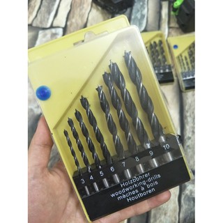 Bộ 8 mũi khoan gỗ bằng thép tốc độ cao có hộp đựng chắc chắn (ảnh thật)