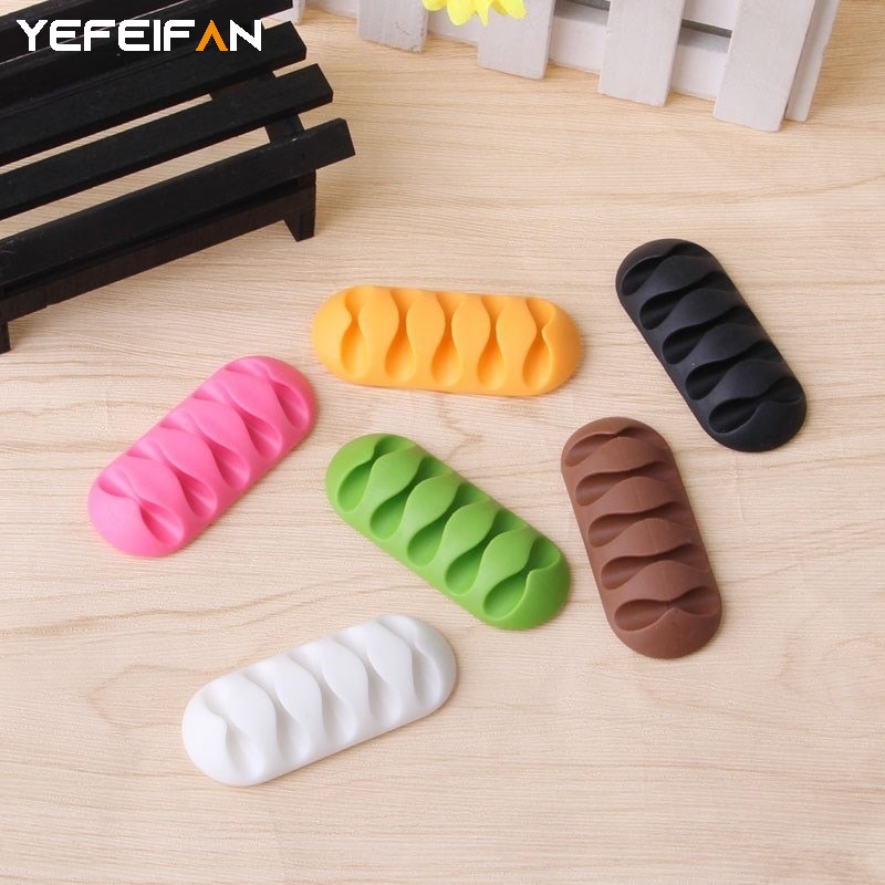 Dụng cụ kẹp sắp xếp dây cáp bằng silicone màu trơn tiện lợi