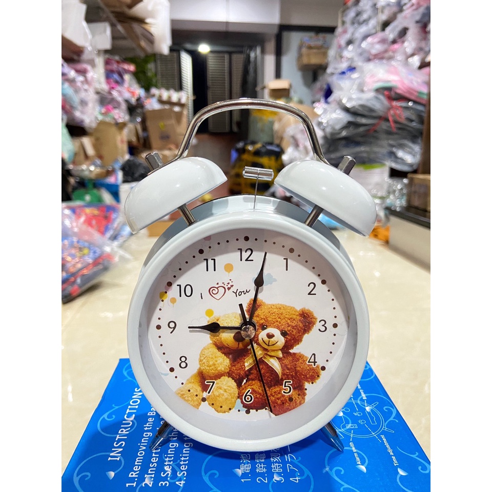 ĐỒNG HỒ BÁO THỨC 2 QUẢ CHUÔNG KITTY CHO BÉ - tặng kèm pin