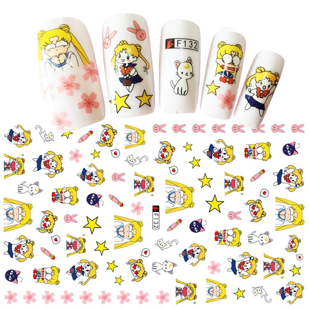 [Hàng mới về] Nhãn dán họa tiết thủy thủ mặt trăng 3D chống nước trang trí móng tay nghệ thuật DIY