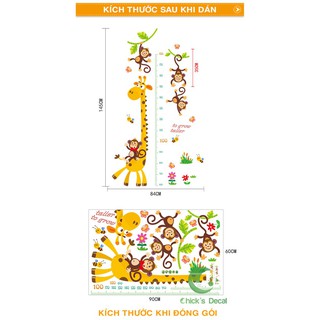 Decal dán tường hình thước đo chiều cao cho bé 01