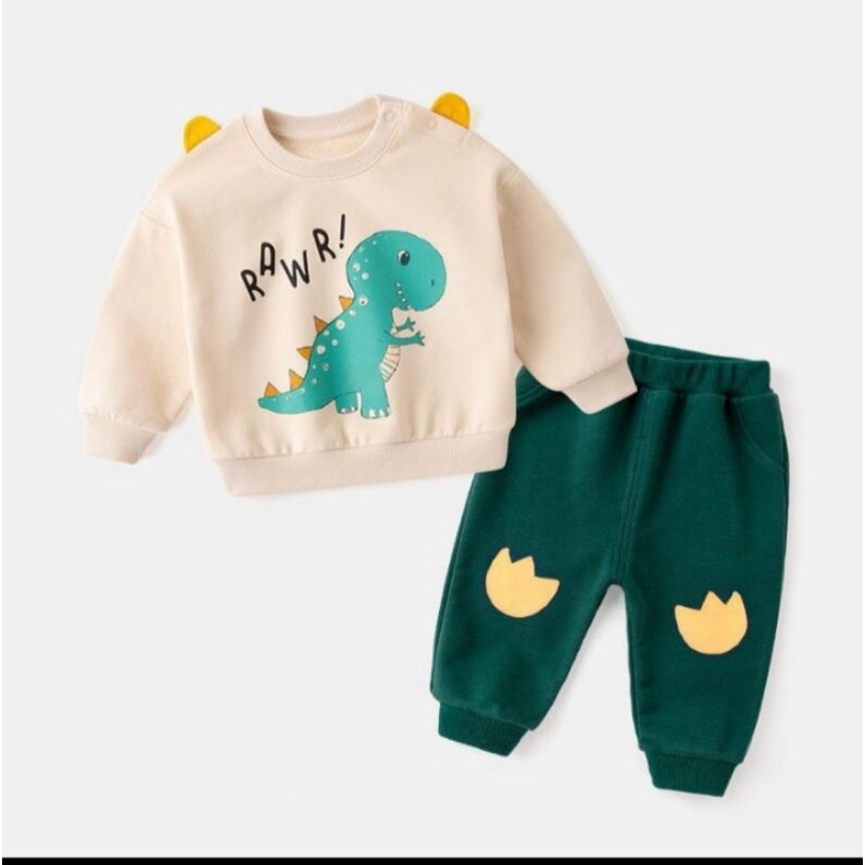 Bộ nỉ bé trai WELLKIDS bộ dài tay cho bé chất nỉ da cá hoạ tiết ngộ nghĩnh