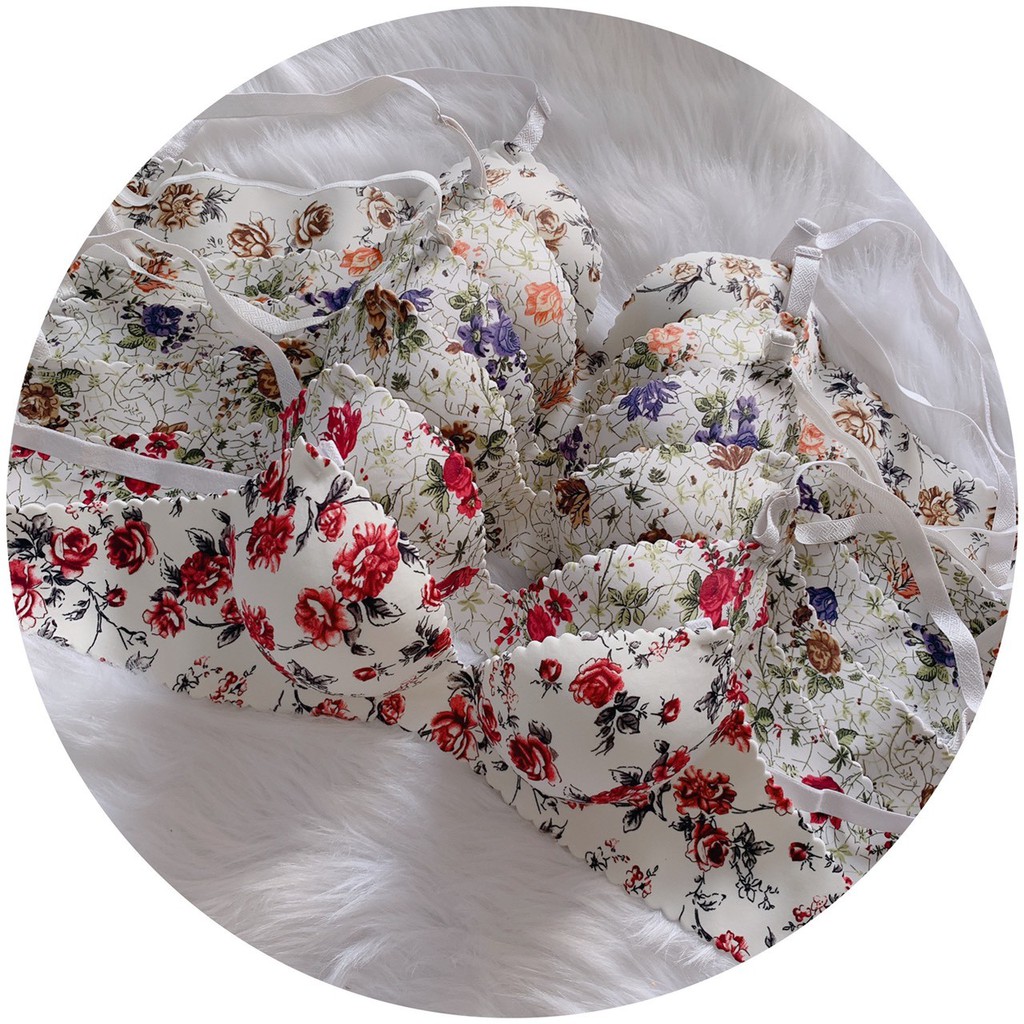 Áo lót su thông hơi 3D hoa hồng đệm dày  BC_CHIC LINGERIE
