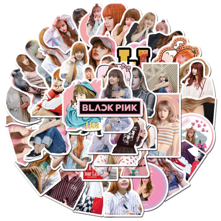 Sticker BLACK PINK - LISA nhựa PVC không thấm nước, dán nón bảo hiểm, laptop, điện thoại, Vali, xe
