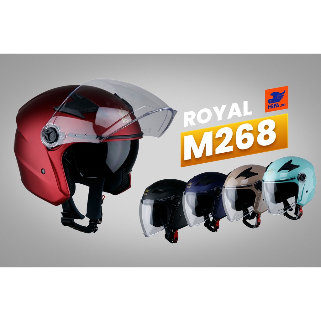 MŨ BẢO HIỂM TRÙM ĐẦU 2 KÍNH LÓT THÁO RỜI CHÍNH HÃNG ROYAL-M268