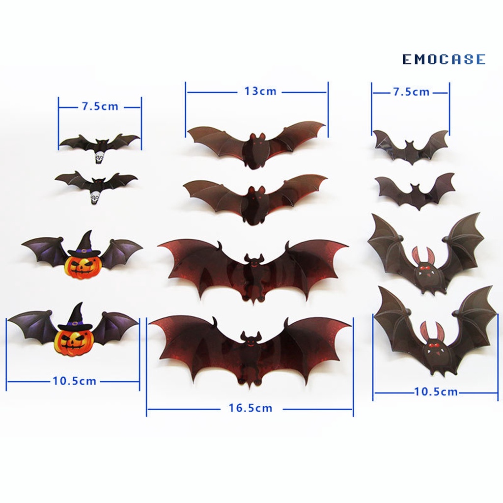 12 Miếng Dán Tường Trang Trí Hình Dơi 3D Sáng Tạo Chống Xé Mắt