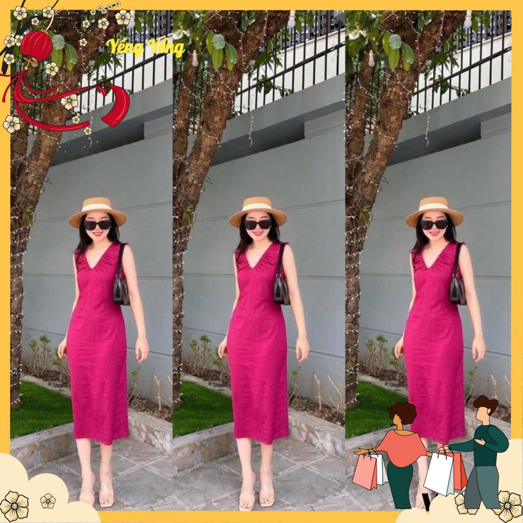 VNU262 - VÁY CỔ V DÚM SÁT NÁCH 2 LỚP