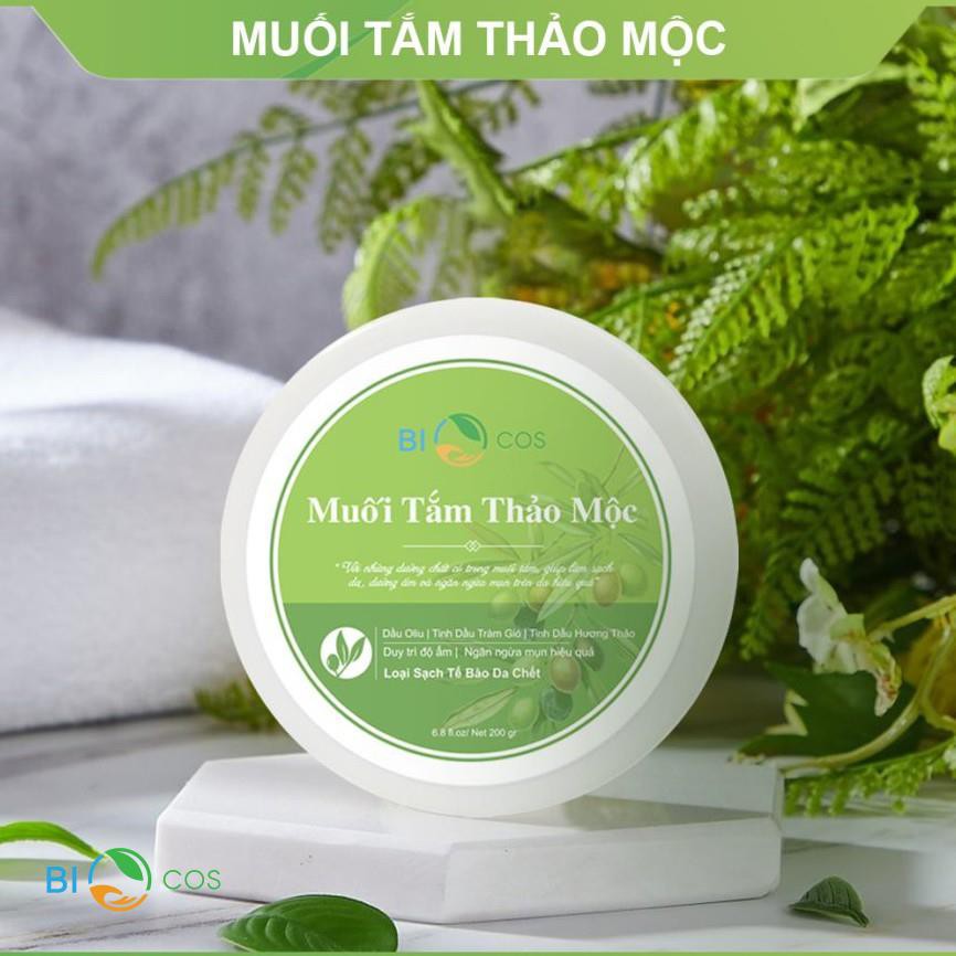 Muối tắm thảo mộc BIOCOS kháng khuẩn, ngừa viêm, tránh cảm, thư giãn và loại sạch tế bào chết 200g