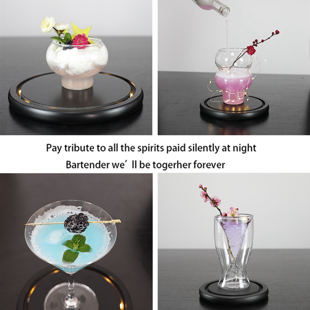 [Lzdjfmy2] Nắp Kính Có Lỗ Với Đế Gỗ Cho Cocktail Phân Tử Cuisine Bourbon