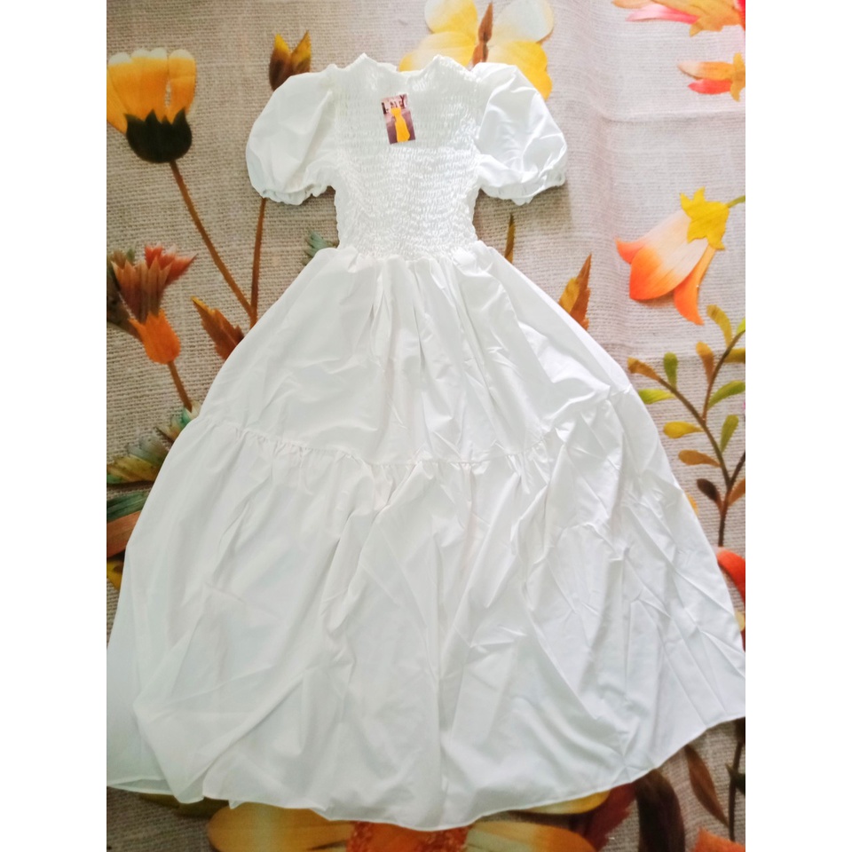 Đầm maxi tay ngắn cổ tròn, đầm xòe công chúa dáng dài, váy maxi đi biển màu vàng - 1T05