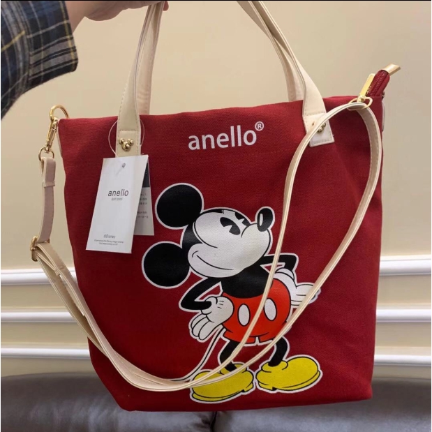 Anello-Disney Mickey túi đeo chéo mới túi đeo vai túi vải đôi in túi hoạt hình lớn thời trang