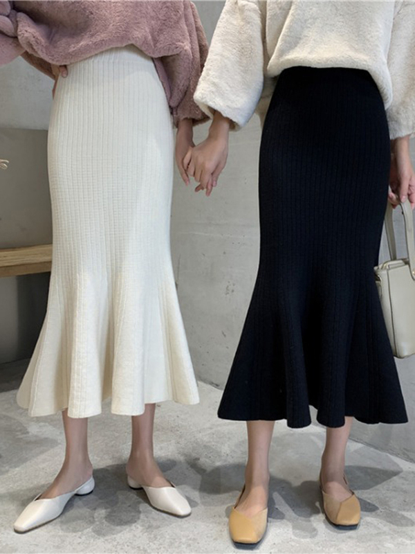 Đầm nữ dài dáng bút chì ôm body, Chân váy công sở phối đuôi cá cạp cao màu đen trắng sang chảnh thời trang du lịch | BigBuy360 - bigbuy360.vn