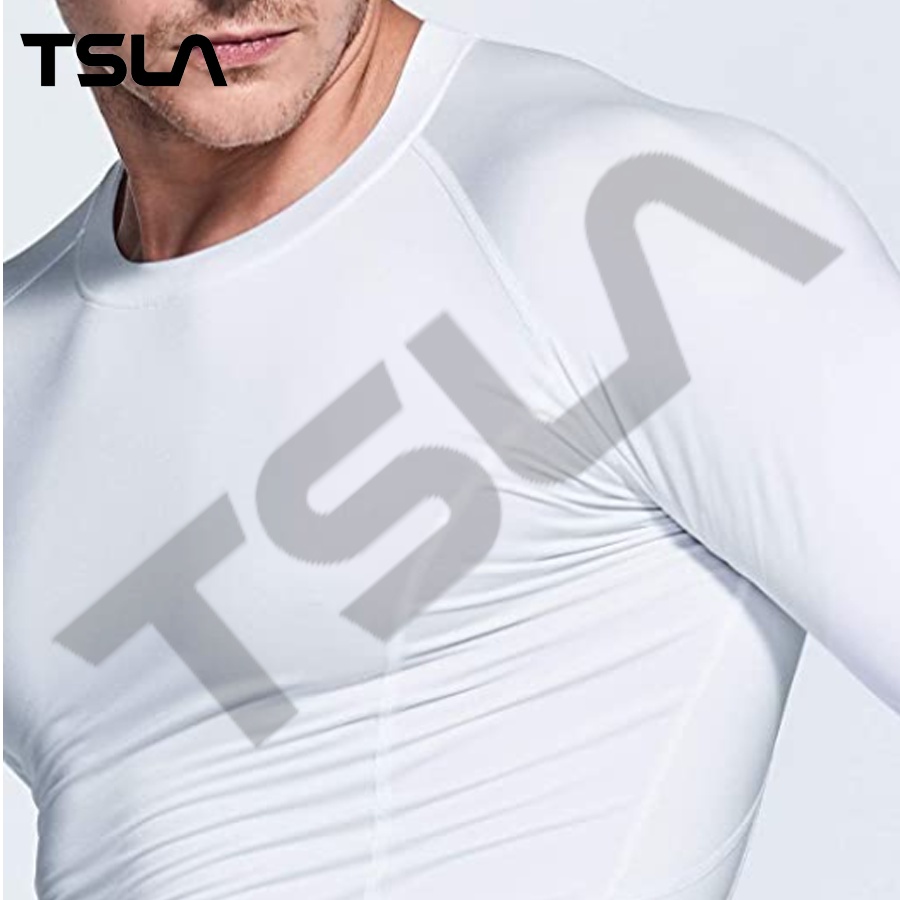 Áo thể thao nam combat tay dài TSLA ôm body chất vải co giãn 4 chiều tập gym chơi thể thao chống tia UV
