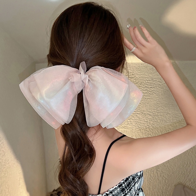 Kẹp Tóc Nơ Lụa Chiffon Nhiều Lớp Phong Cách Hàn Quốc Ngọt Ngào Cho Nữ