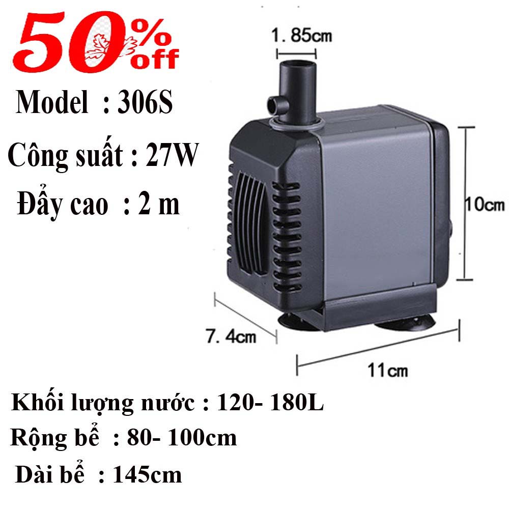 Máy bơm nước cho bể cá  ATMAN AT-306-Thiết Bị Bể Cá-Công Suất Cực Lớn, Độ Bền Cao-Tiết Kiệm 50% Điện Năng