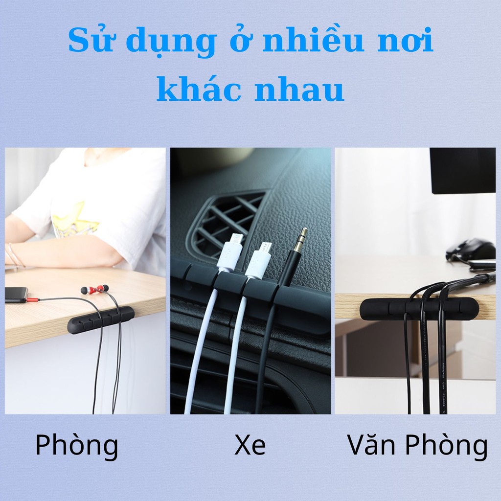 Đế đỡ cố định dây cáp sạc, tai nghe, dây điện, dây chuột - 3 Size - Kèm miếng dán 3M - Min STORE