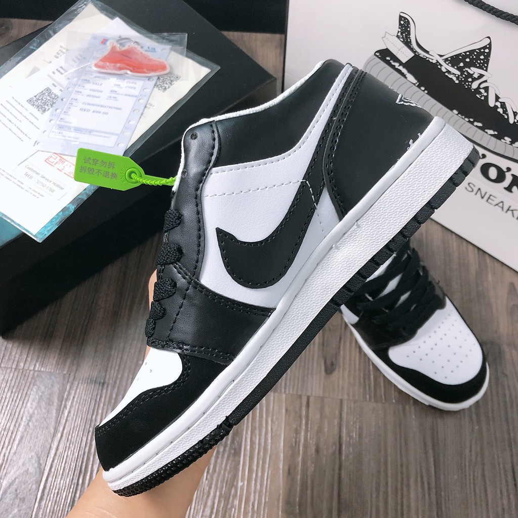 [Full Box Bill ]Giày Jordan 1 Low Panda, Giày Thể Thao JD1 Cổ Thấp Màu Đen Trắng Trẻ Trung Nam Nữ 2021