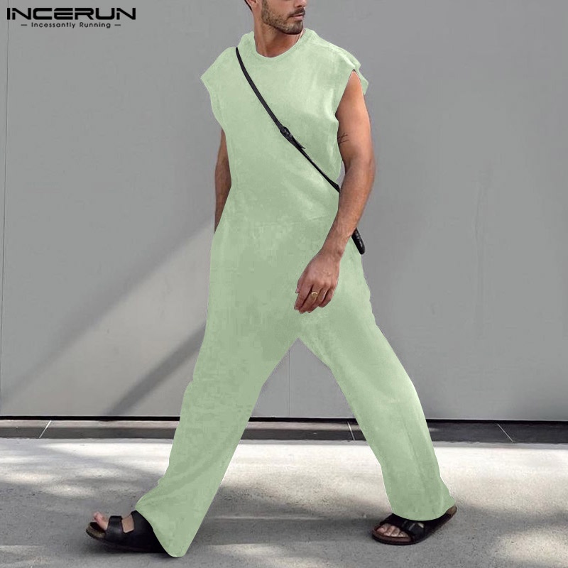 INCERUN Quần Yếm Sát Nách Dáng Ôm Thời Trang Cao Cấp Cho Nam