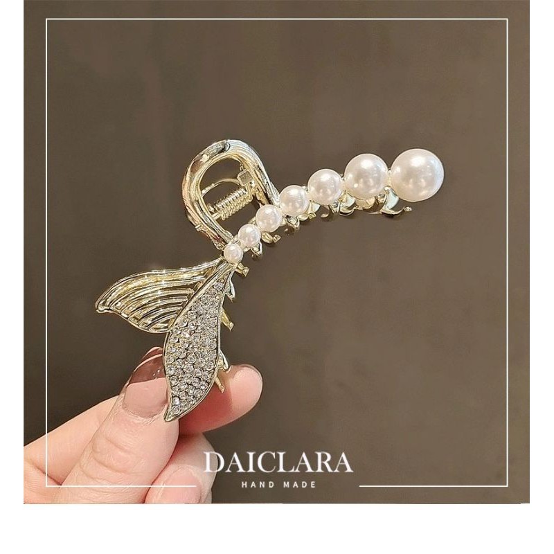 8cm - KẸP GẤP ĐUÔI CÁ ĐÍNH ĐÁ VÀ TRÂN CHÂU CAO CẤP SANG CHẢNH