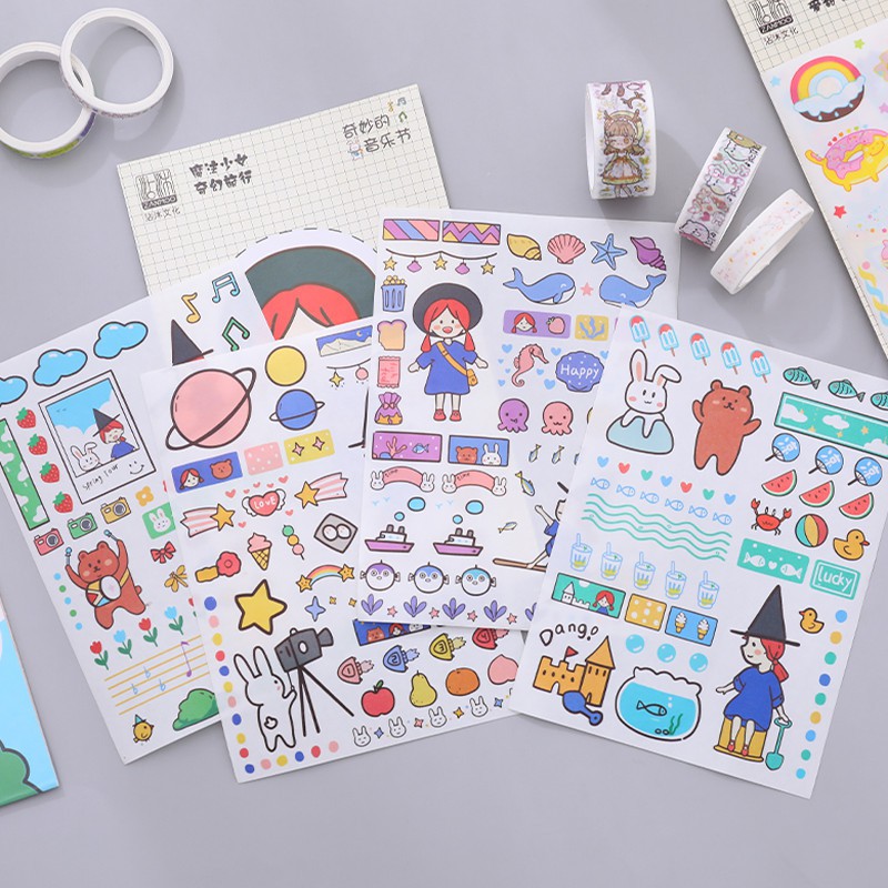 Tấm Hình dán trang trí đồ dùng Magic Girl Travel 💝 Stickers trang trí dễ thương phong cách Hàn Quốc