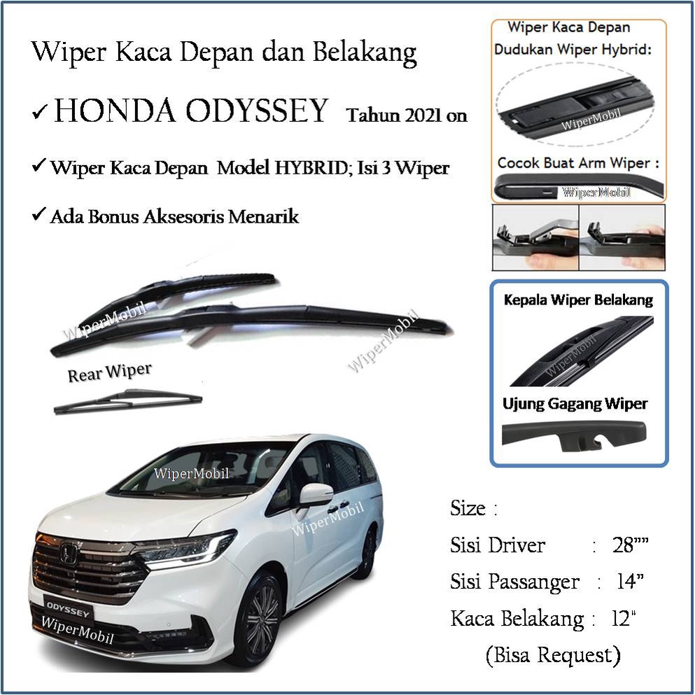 Cần Gạt Nước Kính Chắn Gió Trước Sau Chuyên Dụng Cho Honda Odyssey 2021 2022 2023 202