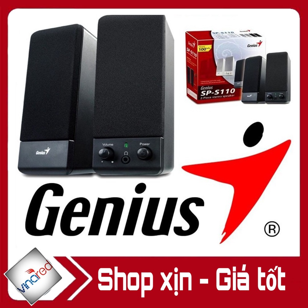 Loa Vi Tính 2.0 Genius S110 Bass Ấm Chuẩn Tích Hợp Cổng Tai Nghe 3.5M - Loa Đôi Di Động Âm Thanh To Rõ Vượt Trội