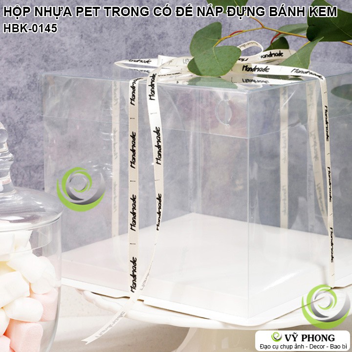 HỘP NHỰA PET ĐỰNG BÁNH TRONG SUỐT MICA CÓ ĐẾ NẮP ĐỰNG VÀ TRƯNG BÀY BÁNH KEM BÁNH SINH NHẬT HBK-0145