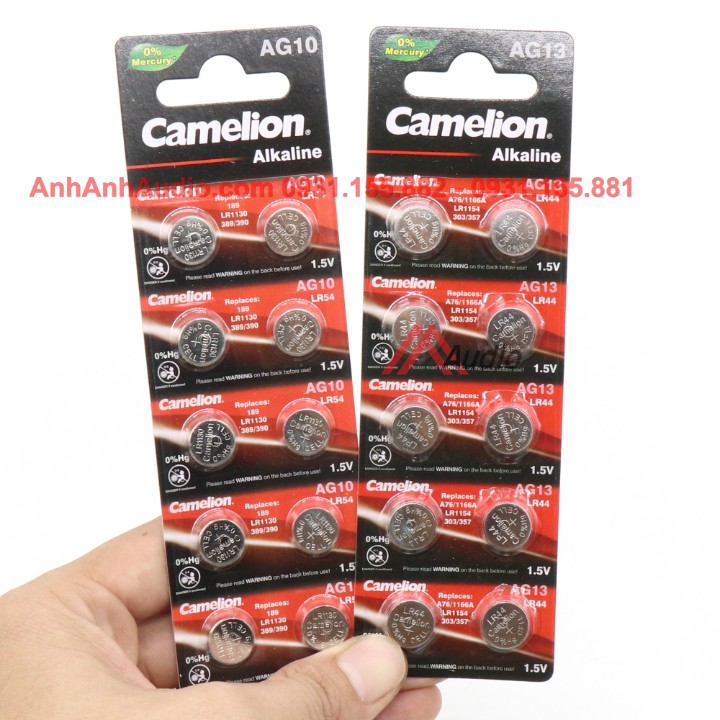 Pin cúc áo 1.5V AG10 và AG13 Camelion chính hãng