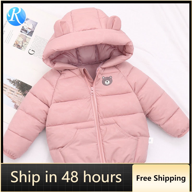 Áo Khoác Phao Có Nón Giữ Ấm Cho Bé Gái 2-7 Tuổi