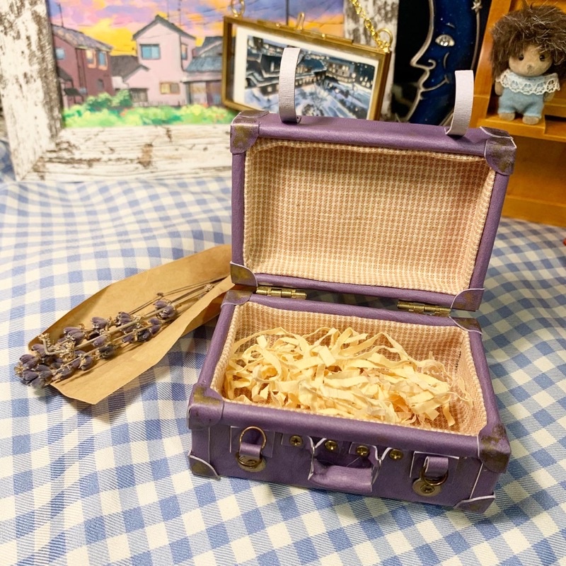 Vali da mini tím handmade đồ chơi decor dễ thương