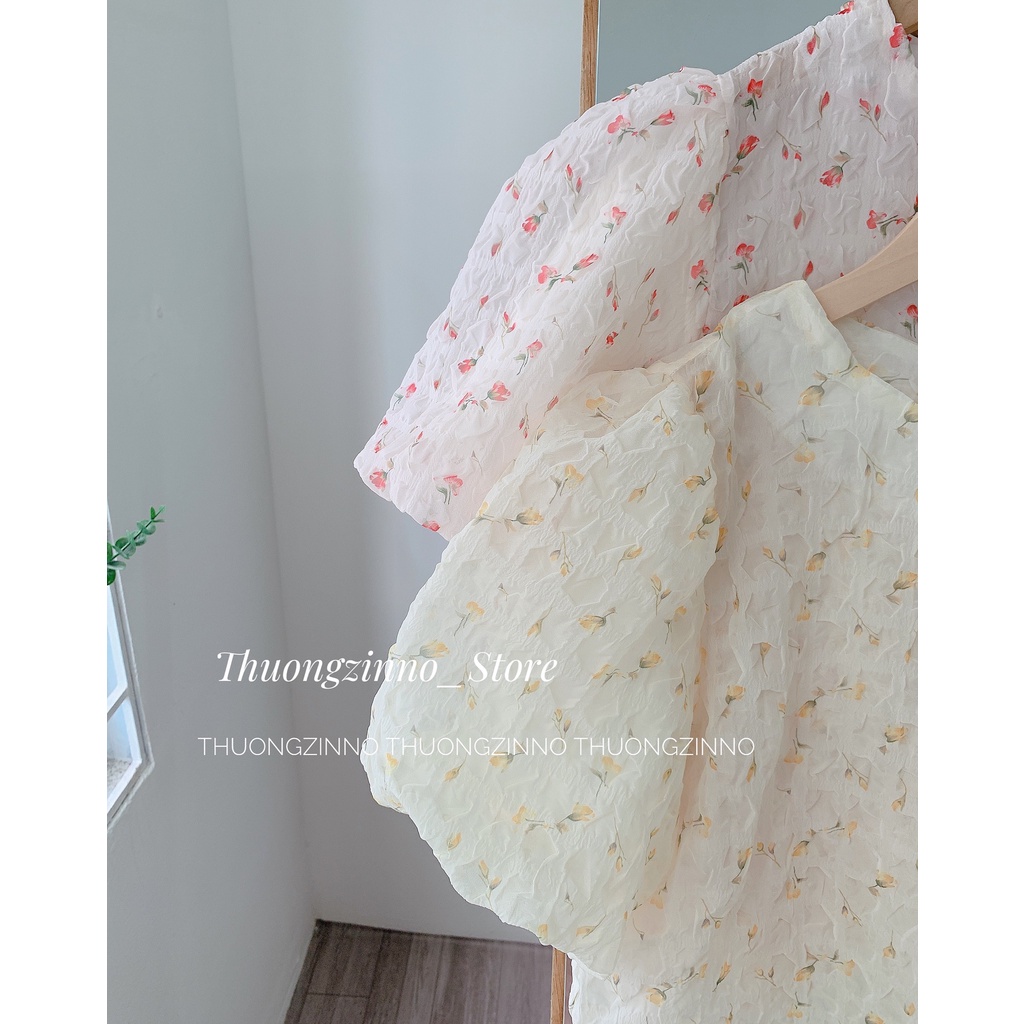 [Ảnh thật/Video] Áo hoa Chiffon Hoa Nhí Cổ Tròn Dịu Dàng Cho Nữ ÁO SƠ MI TRẺ TRUNG HÀNG QUẢNG CHÂU