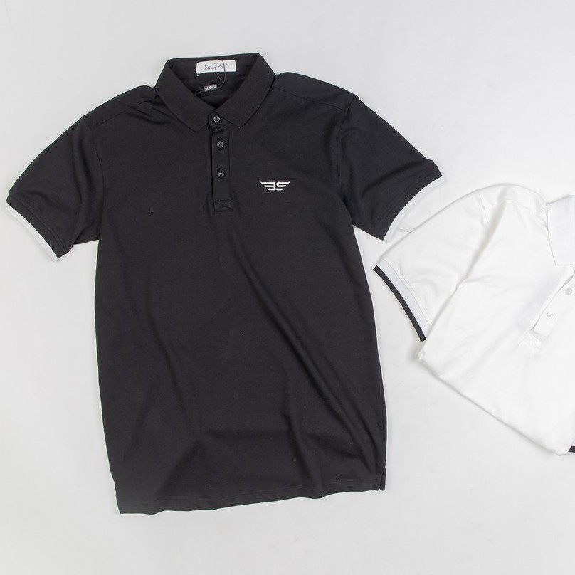Áo Polo nam cổ bẻ phối UCO vải cotton cá sấu cao cấp, chuẩn form, sang trọng lịch sự màu đen, trắng ATS0318 - 𝗘𝗠𝗦𝗣𝗢